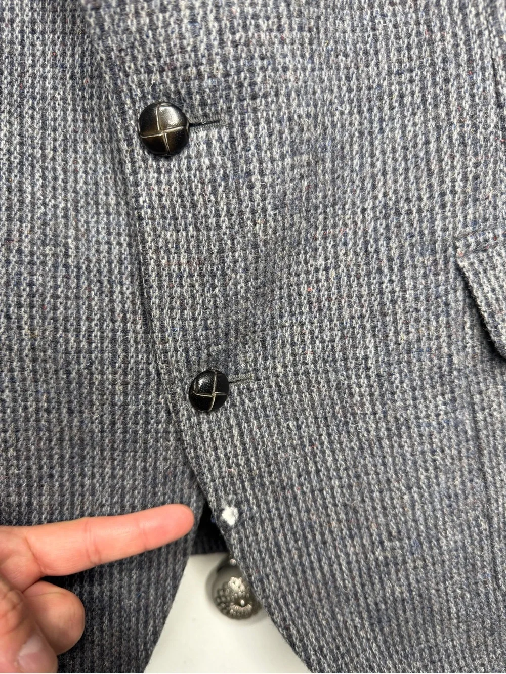 Pendleton Men Tweed Sport Coat 42R Blazer Blue Virgin Wool Jacket Vtg USA